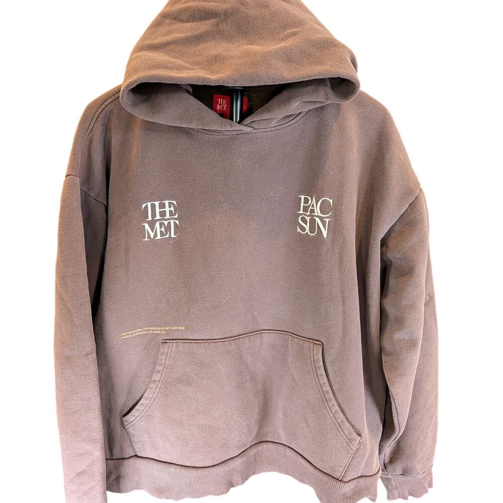 PacSun x The Met Hoodie Brown Graphic Pullover Sweatshirt Size L